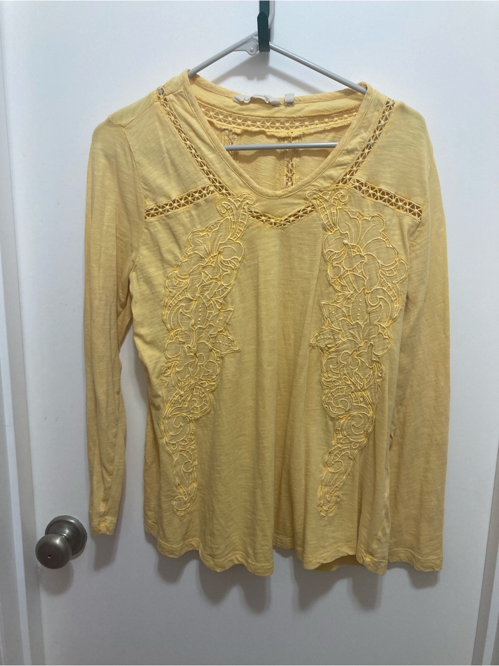 SoftSurroundings Embroidered Tunic style Top, Petite Medium, Maize Yellow